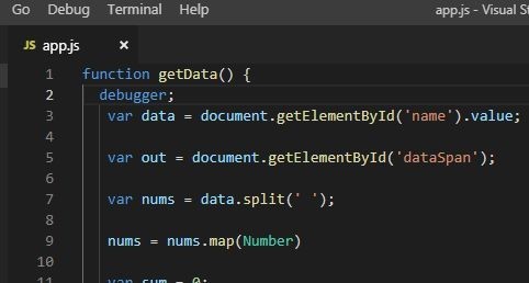 debugger keyword
