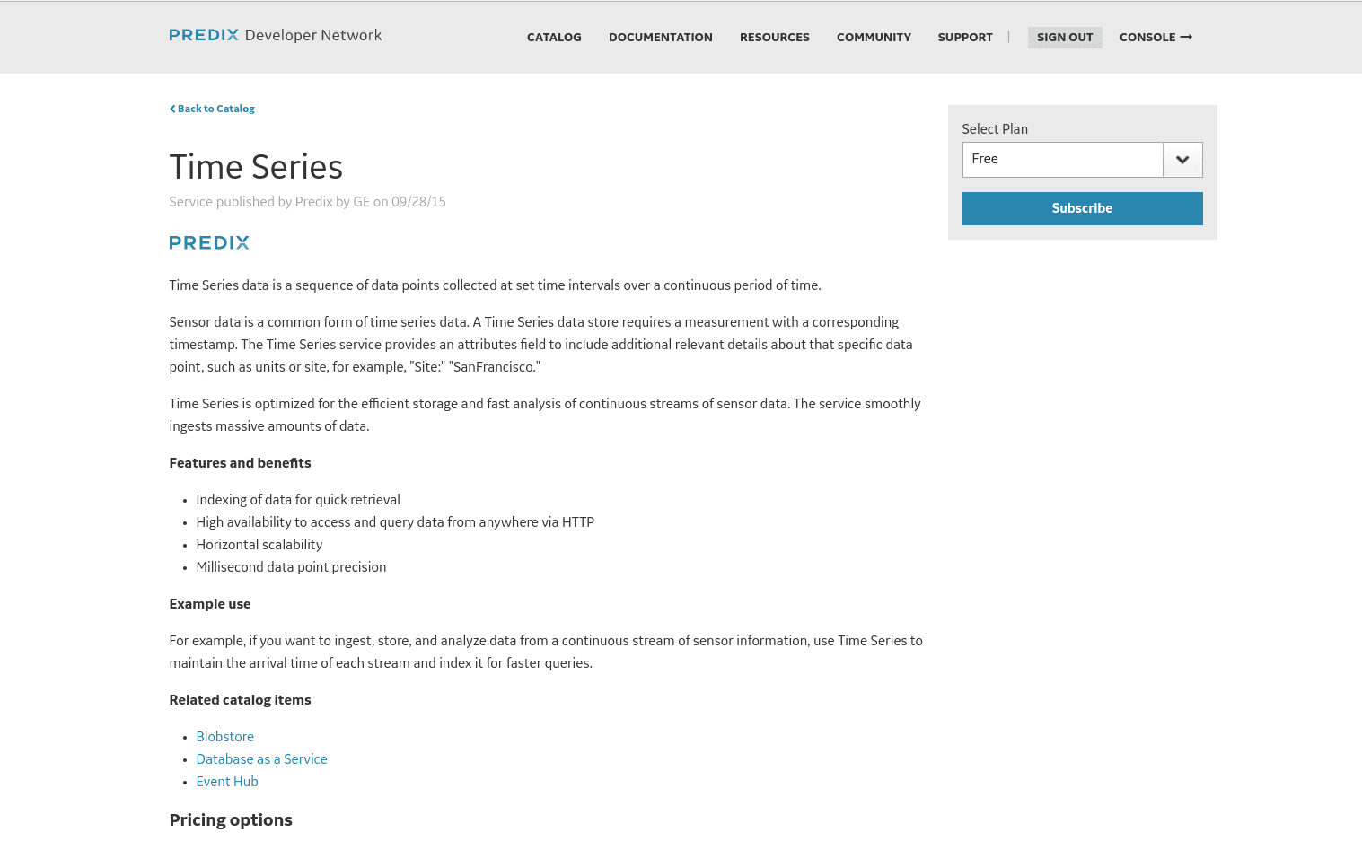 Time series in Predix