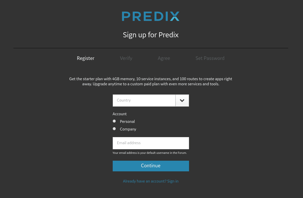 Predix registration