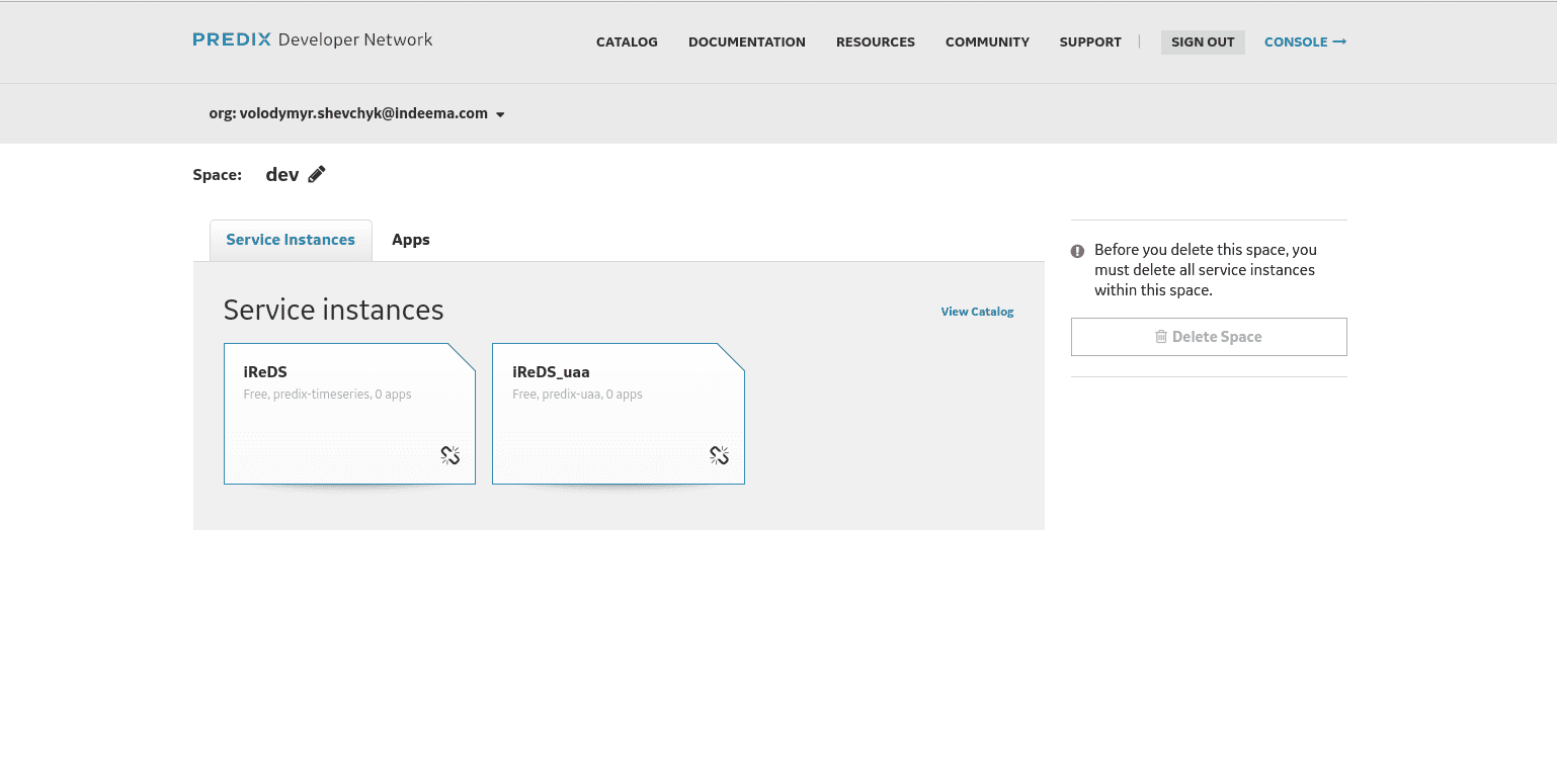 Available services Predix