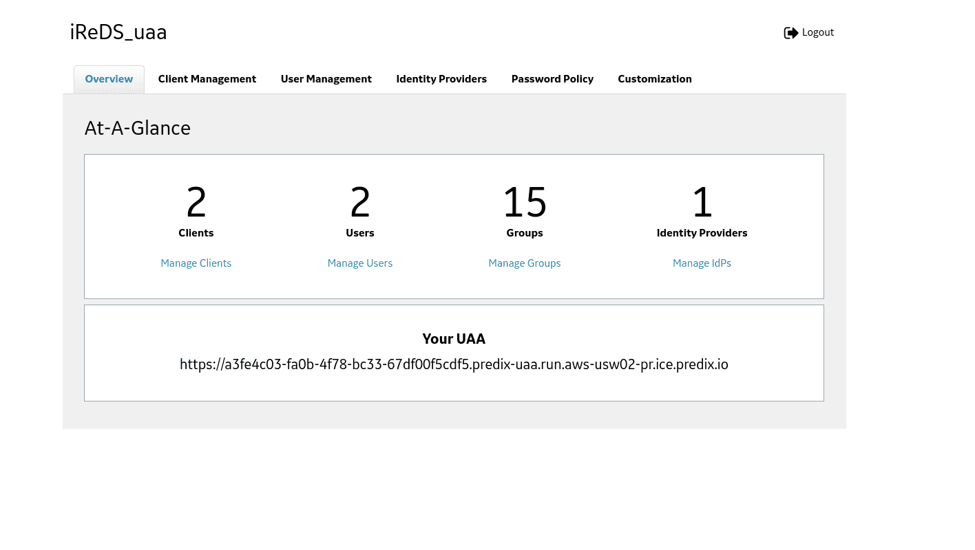 Configuration page in Predix