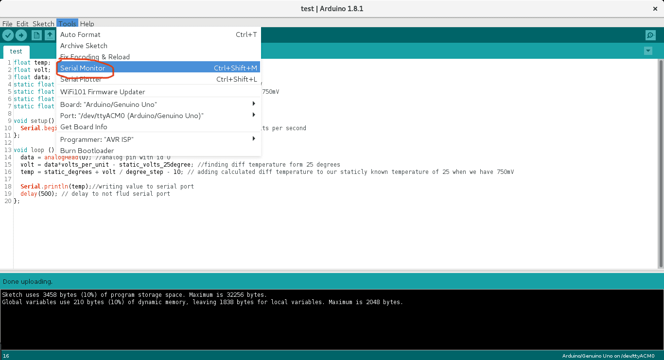 Arduino serial monitor