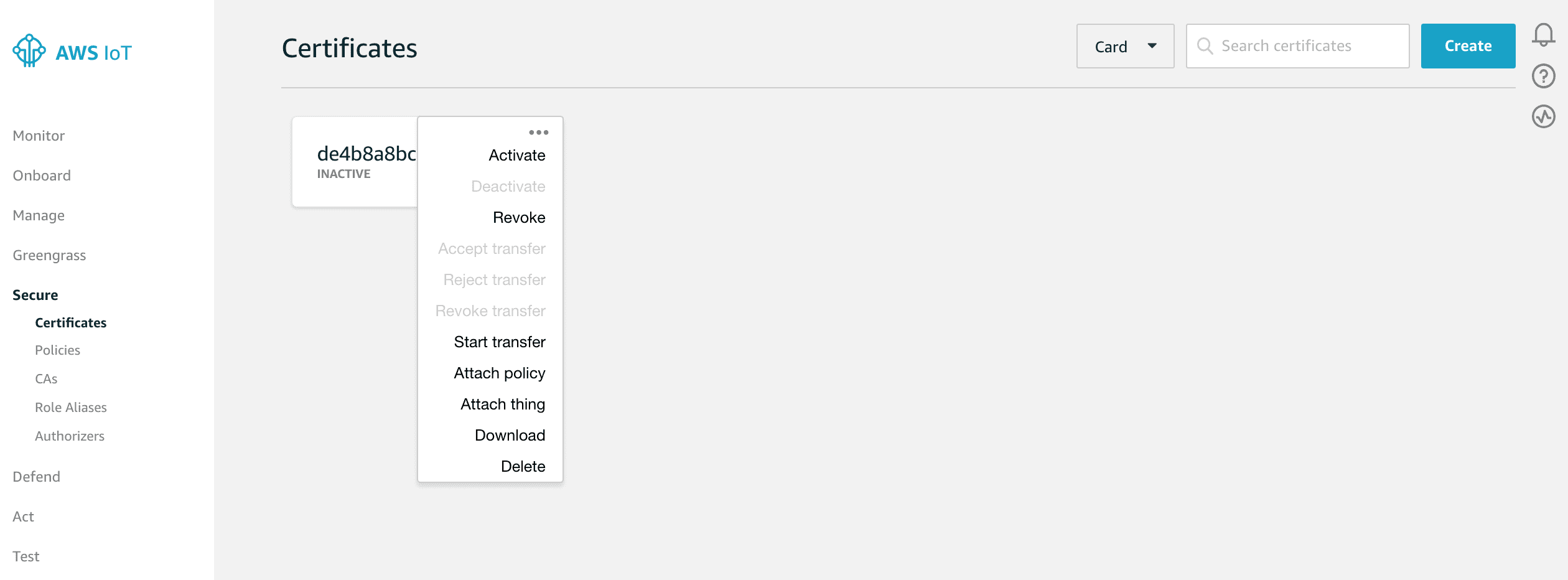 Certificates AWS IoT