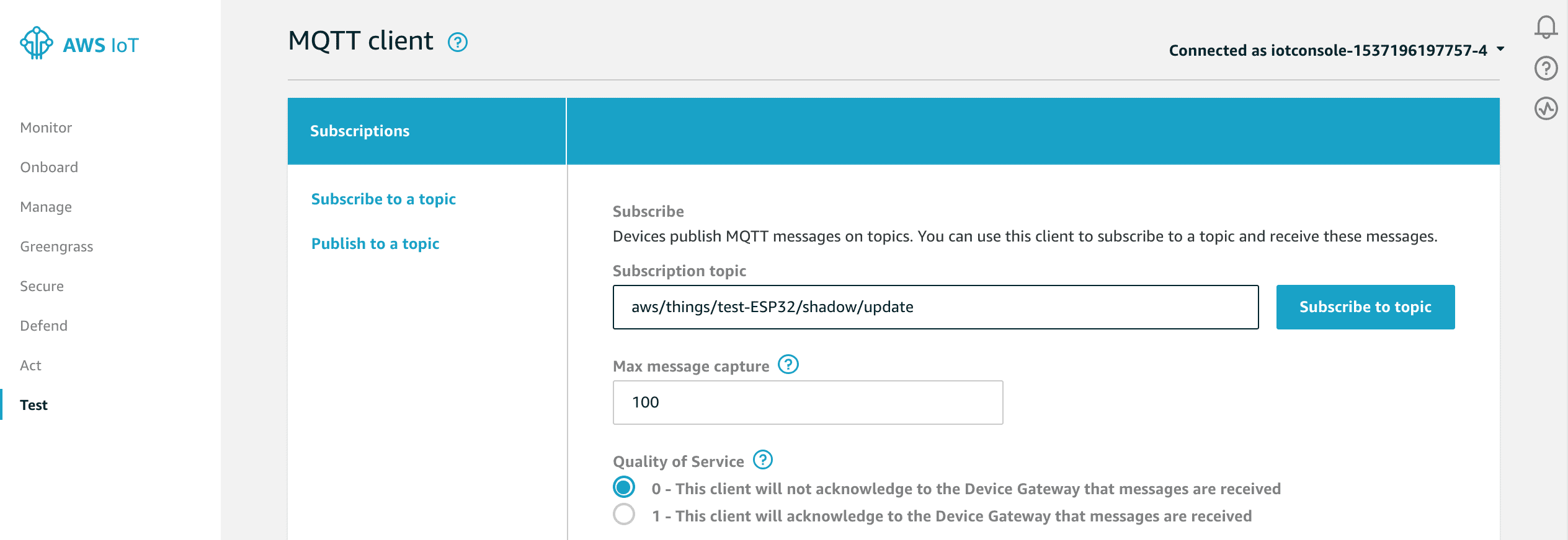 MQTT cliient AWS IoT