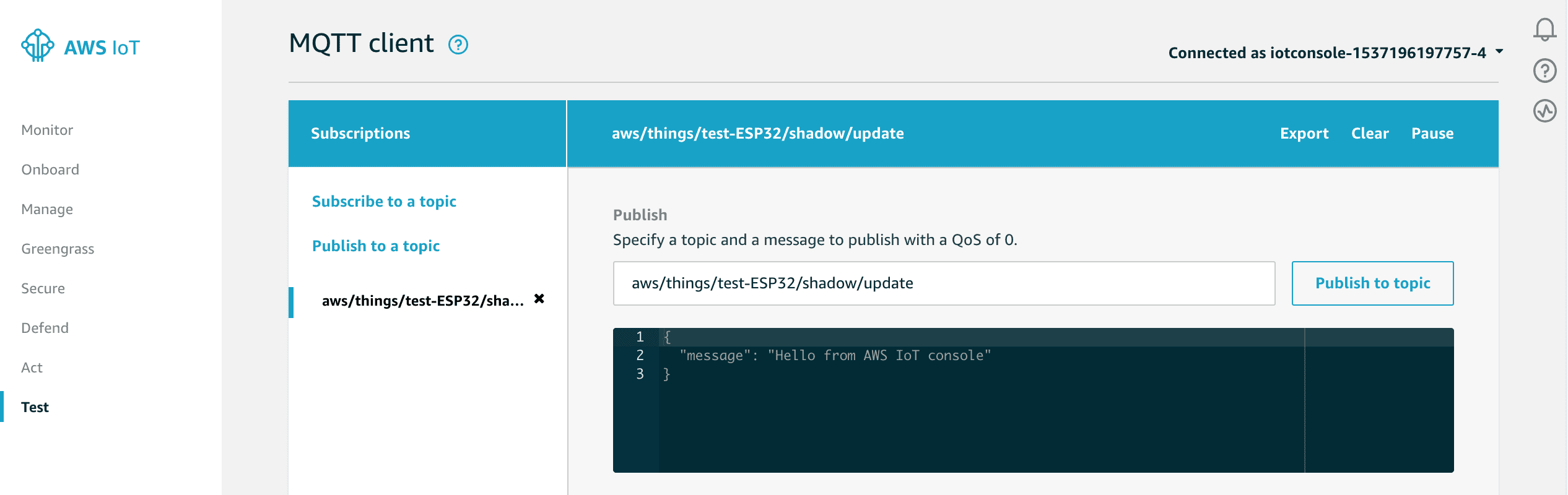 MQTT cliient AWS IoT