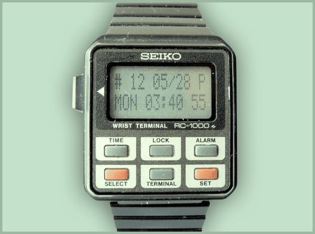 Seiko RC-1000 Wrist Terminal - both watch and terminal remote access to the PC (1984)